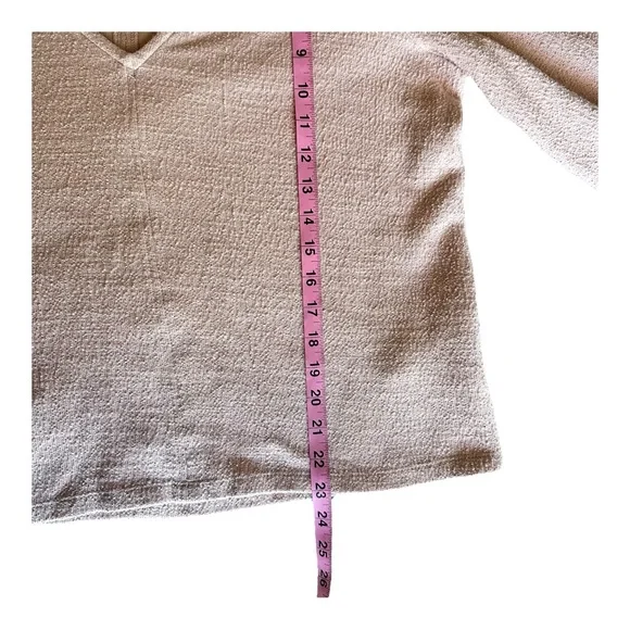 Madewell V-Neck Spring Blouse Textured Puff Sleeve Top Blush Pink Romantic XL - Picture 14 of 15